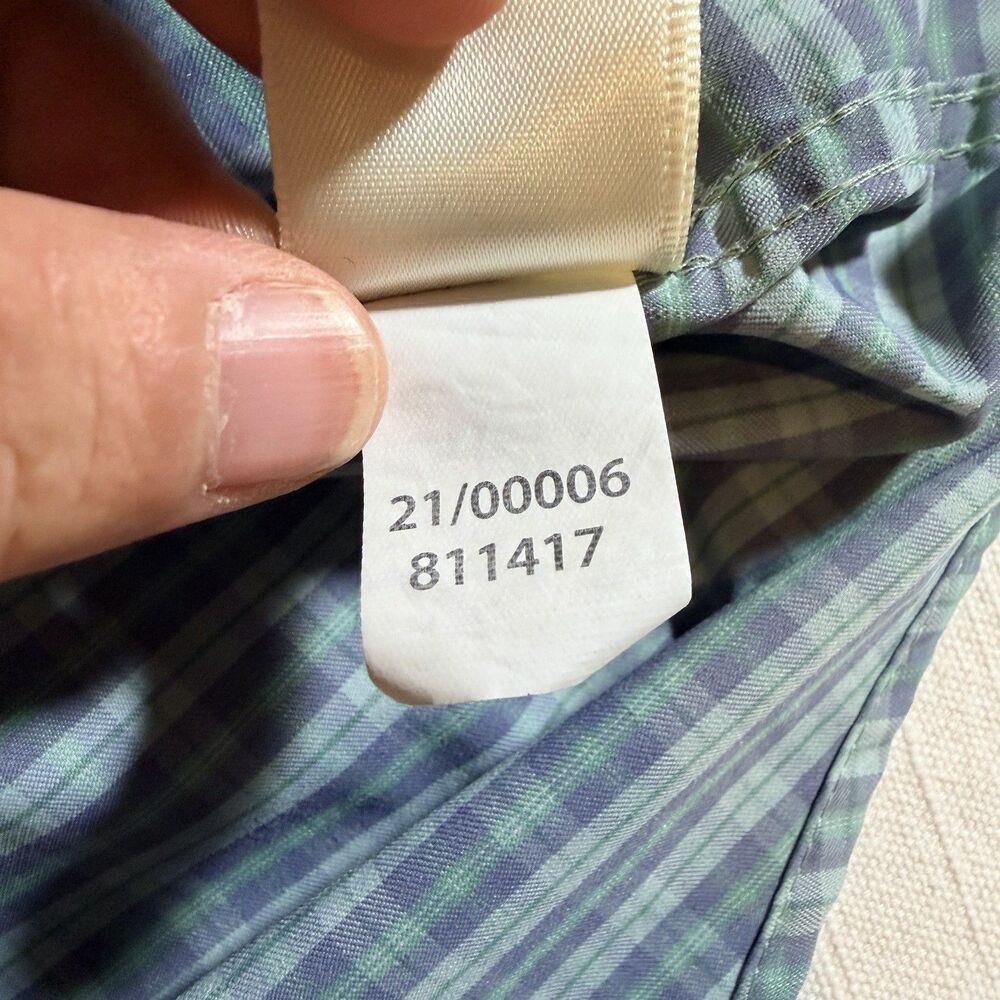 Onward Reserve Shirt Mens Large Blue Plaid Nylon Stretch Tailored Fit Button-Up - Picture 8 of 10